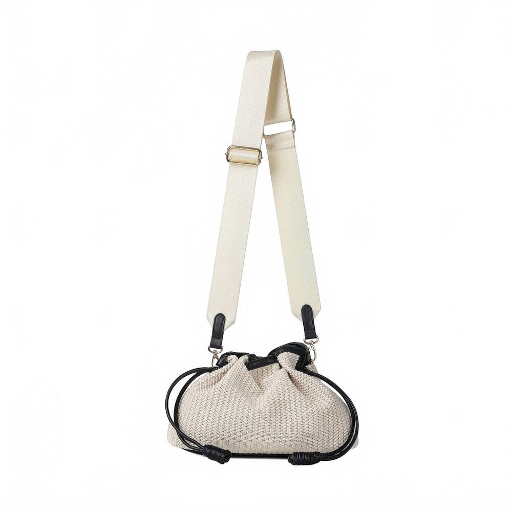 NEW HAUTE SHORE women's taylor tropez crossbody bag in beige raffia black - Picture 5 of 6